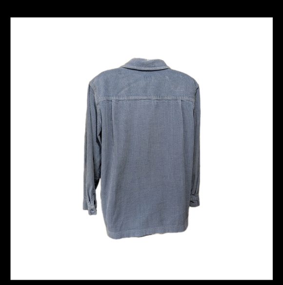 LL Bean Wide Whale Corduroy Shirt Jacket Shacket L Blue Outdoor Winter #2300 - Picture 3 of 9